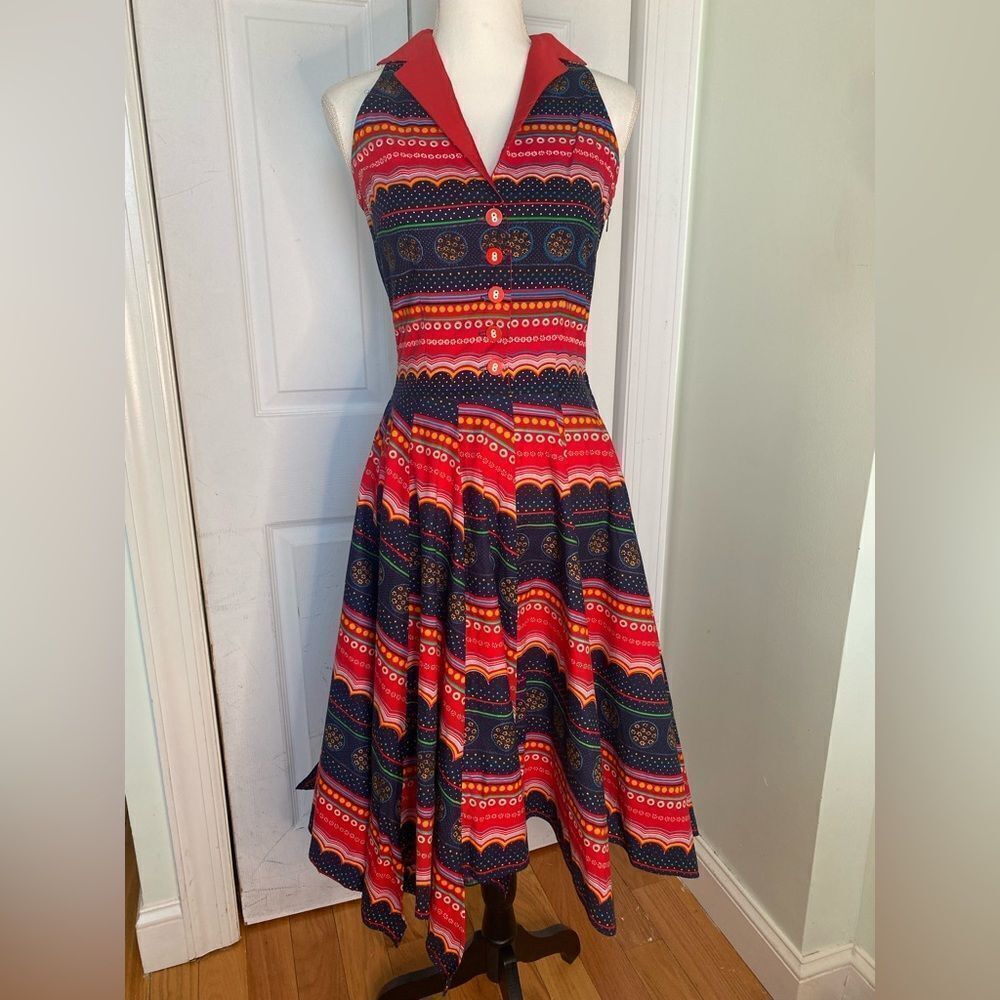 1950/60s Vintage Dress with a Scarf -Style Bottom